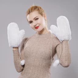 Women's Winter Warm Real Rex Rabbit Fur Gloves Good Elastic Ladies Fur Mittens Girls Outdoor Warm Natural Rex Rabbit Fur Mittens
