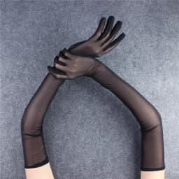 Sexy Lace Thin Black Hollow Transparent Long Gloves Soft Breathable Solid Net Yarn Women Man Performance Party Elasticity