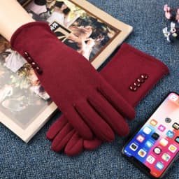 Women Autumn Winter Keep Warm Touch Screen Plus Velvet Inside Cycling Windproof Elasticity Gloves Female Simple Style Soft Thick