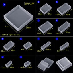 Silicone Mould DIY Making Crafts Resin Casting Molds Including Cube Square for Resin Epoxy Candle Fondant Soap Bowl Mat