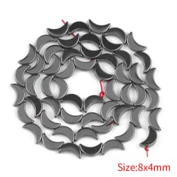 Black Natural Stone Loose Beads Rose Owl Fish Moon Hematite Spacer Bead for Jewelry Making DIY Bracelet Necklace Accessories 15"