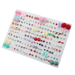 100/36Pair Colorful Fruit Flower Heart Star Crystal Stud Earrings Set Women Girls Small Plastic Geometric Crown Earrings Jewelry