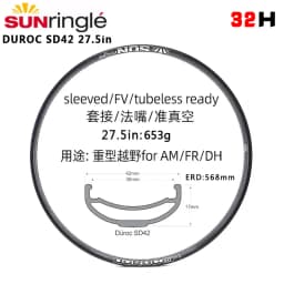 Sunringle DUROC Rims 30 35 37 40 42 50 Mtb Rims 27.5/29 Inch Mountain Tubeless Soldering Rim 28/32H Hoops Width Aluminium Rims