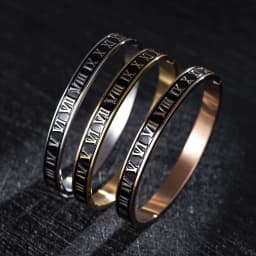 New Design Cuff Bracelet Bangle Stainless Steel Bracelet Enamel Carving Roman Numeral Couple Roman Bangle For Men Women Jewelry
