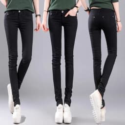 Women Color Pants Super Comfy Stretch Pull-On Classic Skinny Pants Ease Into Comfort Stretch Slim Pencil Trousers with Pocket