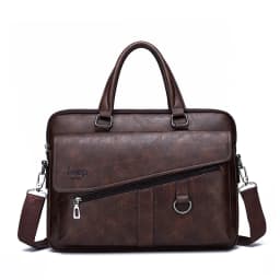JEEP BULUO Men Briefcase Split Leather Laptop New Bag 14" PC Doctor Lawyer Computer Bag Totes Male Vintage Business Men Bags