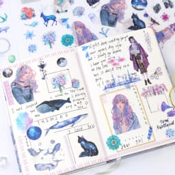 6 sheets/pack Kawaii Washi Decorative Stickers Label Scrapbooking Cute Whale Flower Girls Stationery Stickers DIY Diary Album