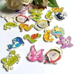 30PCs/lot Ocean Series Buttons for Sewing Decorative Buttons Scrapbooking Crafts Clothing Accessories Wooden Buttons