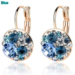 New Fashion Silver Crystals Earrings Leverback Dangle Hoop Earring Party Jewelry for Women Gifts