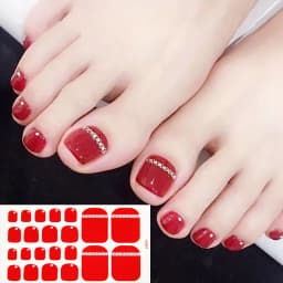 22Tips/Sheet Nail Sticker Adhesive Toenail Art Polish Tips French Glitter Sequins Nail Wraps Strips Easy Toenail Sticker