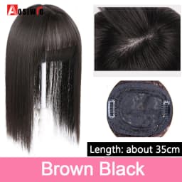 Long Straight Topper Hair Piece With Bangs Invisible Seamless Clip Overhead Toupee Invisible Replacement block Cover White Hair