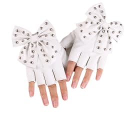 New Women Bowknot Rivet Stage Performance Leather Half Finger Gloves Fashion Sexy Personality Female Nightclub Hip Hop