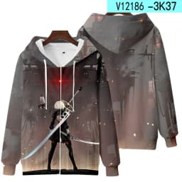 Game NieR Automata 2B YoRHa No. 2 Type B 9S YoRHa No. 9 Type S Cosplay Costume 3D Sweatshirt Men Zipper Hoodies Outwear Coat
