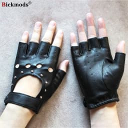 Women's Leather Half Finger Gloves Thin Single Layer Breathable for Spring Summer Outdoor Riding And Driving