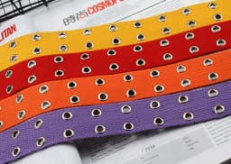 7 Colors! 105cm Solid Canvas Double Row Hole Belt for Men Women Punk Style Waistband for Jeans Pants Trousers 2020 New belt gift