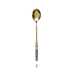 Stainless Steel Dessert Spoon Ceramic Long Handle Icecream Spoon Teaspoon Gold Coffee Cake Fruit Milk Spoon Kitchen Tableware