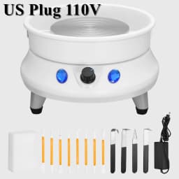 Electric Pottery Wheel with LCD Display 25CM 350W Pottery Wheel Ceramic Work Clay DIY Craft Dual Control Removable ABS Basin