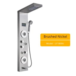 Luxury LED Shower Column Faucet Brushed Nickel SPA Massage Jet Shower Panel Tower Tap Digital Temperature Screen Bathroom Faucet