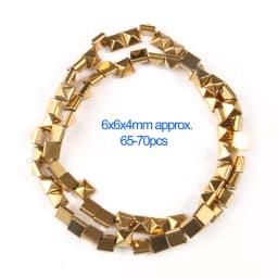 AAA+ Color Retention Gold Plated Natural Hematite Beads Round Cube Cylinder Loose Rondelle Beads For Jewelry Making DIY Bracelet