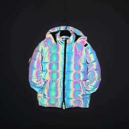 Winter Jacket Men Thick Rainbow Reflective Jackets Parka Coat Fashion Young Hip Hop Loose Jacket Streetwear Outwear Men Clothes