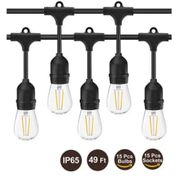 15M S14 String Lights E27 LED Retro Edison Filament Bulb Outdoor Garden Patio Holiday Wedding Garland LED S14 String Lights