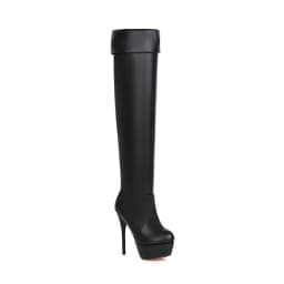 Ultra-High Stiletto Pu Waterproof Platform Over The Knee Boots Winter Warmth Thick Hair Round-Toed Women’S Over-The-Knee Boots