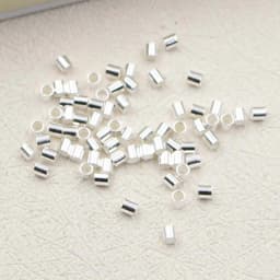 20pcs Genuine Real Pure Solid 925 Sterling Silver Crimp End Beads Silver Crimps End Bead Round Tube for Jewelry Making Findings