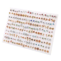 100/36Pair Colorful Fruit Flower Heart Star Crystal Stud Earrings Set Women Girls Small Plastic Geometric Crown Earrings Jewelry