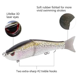 Bassdash Swimbaits Pike Trout Glide Baits Minnow Hard Bass Fishing Lure 17.8cm/62.5g 11.5cm/18.4g