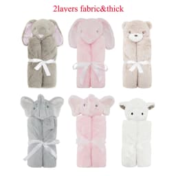 Baby Blanket New Thicken Double Layer Plush Infant Swaddle Wrap Pink Rabbit Toy Newborn Baby Bedding Children Blanket Bebe Duvet