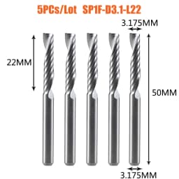 Dreanique 5pc/lot Single Flute Spiral End Mill CNC 3D Advertisement Engraving 1 Flute Bit for wood Acrylic Aluminum Plastics Cut