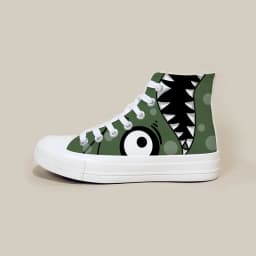 Amy and Michael Anime Cartoon Dino Hand Painted Canvas Shoes Young Teenager Students Hi Tops Plimsolls Woman Vulcanize Shoes