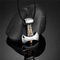 Vikings Axe Anchor Necklaces Men Titanium Steel Gold Color Norse Rune Hammer Amulet Pendant Self-defense Never Fade Male Jewelry