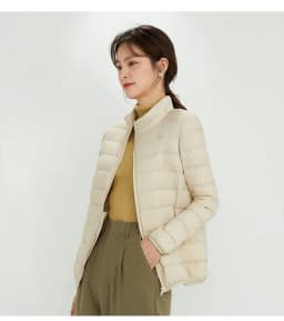 Women White Duck Down Jacket Winter Fall Female Ultra Light Down Jackets Slim Solid Long Sleeve Parkas Candy Color Zip Coat