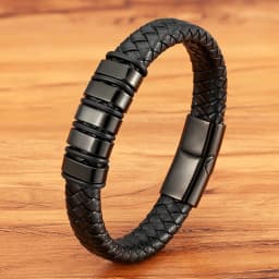 XQNI Combination Small Accessories Multicolor Stitching Stainless Steel Men's Leather Bracelet Luxury Jewelry Big Sale