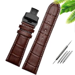 23mm 24mm 26mm 28mm big width-black brownButterfly clasp Mens Alligator Genuine Leather Watch-Strap Band bracelets free shipping