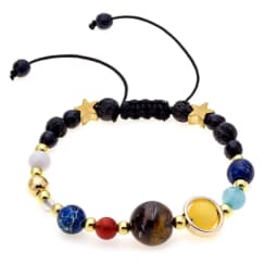 Yungqi Charm Bead The Eight Planet Bracelet Solar System Universe Galaxy Bracelet Adjustable Natural Stone Bangle for Women Girl
