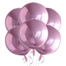 6pcs 22 Inchs Rose Gold Big 4D Balloons 360 Degree Round Metallic Rose Gold Balloons Birthday Baby Shower Wedding Decorations