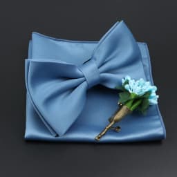 Mens Wedding Bow Tie Brooch Set Romantic Solid Color Silk Polyester Jacquard Woven Bowtie Lapel Pin Hanky Men Gifts Accessories