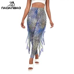 NADANBAO Mermaid Printed Pants Fish Scales Cosplay 3D Printed Women Bottoms Fashion Women's Leggings Tight Yoga Pants