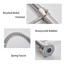 Spring Brushed Kitchen Sink Faucet Pull Down Sprayer Nozzle Single Handle Faucets Mixer Hot Cold Stainless Steel Modern
