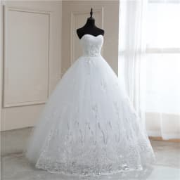 New Strapless Wedding Dresses Simple Off White Long Lace Sequined Embroidery Appliques Cheap Wedding Gown De Novia Real Photo