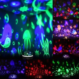 Kids Night Light 360° Rotating Starry Night Light Projector for Baby, Ocean Wave Projector for Kids Bedroom Decoration