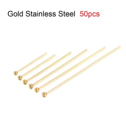 50-100pcs Stainless Steel Heads Eye Flat Head Pin Gold Silver Plated Ball Head Pins Findings For Jewelry Making  Accessories
