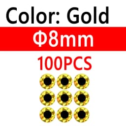 100pcs 2D Metal Jigs Lure DIY Fish Eyes Holographic Flat Fishing Fly Eyes Sticker for Slow Jigging Fishing Lure Baits 3mm-12mm