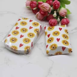 12/50pcs Beautiful Flower Pattern Pillow Shape Paper & Kraft Wedding Candy & Birthday Gift Storage Box Size 20X55X80mm