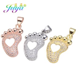Juya DIY Jewelry Components Cz Paved Glitters Locket Heart Key Charm Pendant Accessories For Women Fashion Jewelry Making