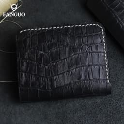 Retro Men's Alligator Pattern Wallet Handmade Genuine Leather Short Wallet With 6 Card Slots Fold Crocodile Design Male Purse