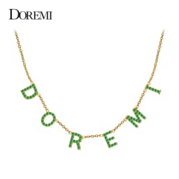 DOREMI 9mm 5color Personalized Custom CZ Stone Crystal Name Necklace for Woemn Choker chain Letter Necklaces Custom Jewelry Gift