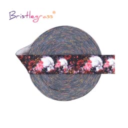 BRISTLEGRASS 2 5 10 Yard 5/8" 15mm Lace Crown Leopard Animal Print Fold Over Elastics FOE Spandex Band Tape Hair Tie Sewing Trim